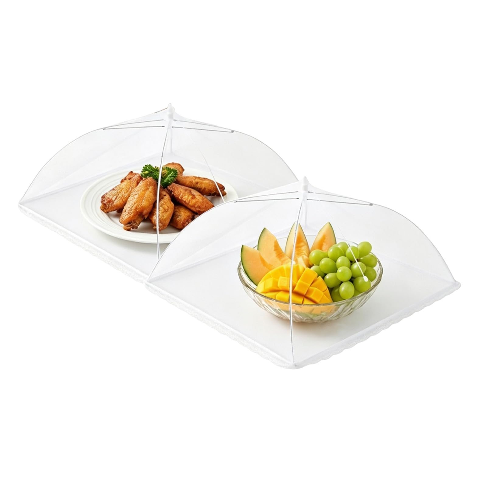 2 Pcs Collapsible Mesh Food Covers Food Domes 12 Inch Pop-Up Net Protectors for Outdoor Picnics, Foldable Screen Tents Umbrella,BBQs & Parties, Keep Flies Away, Reusable and Collapsible Food Tents
