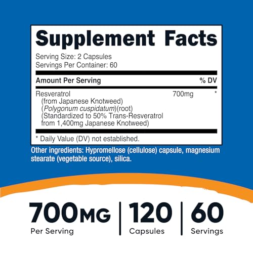 nutricost resveratrol 700mg 120 capsules - vegan gluten free non-gmo