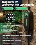 GONEO Ładowarka typu 2 EV Schuko 3,68 kW 16 A (regulacja 6-16 A), 6 m 1-fazowy 230 V przenośny kabel ładujący, przenośny Wallbox z wyświetlaczem LCD, timerem i IP66, do ID.3 ID.4 Zoe model 3 Q3 X3