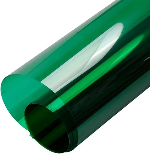 HOHOFILM Tinte decorativo para ventana de color transparente, autoadhesiva, color verde, para el hogar, bloqueo solar, película anti UV, 17.7