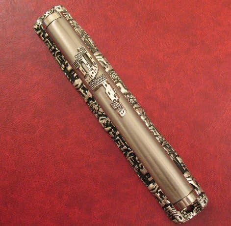 4.7" Jerusalem Jewish Pewter Hebrew Mezuzah Mezuza Judaica Gift Made in Israel