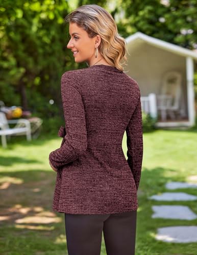Image of Ekouaer Maternity Shirts Ribbed Long Sleeve Pregnancy Sweater Tops Outfits