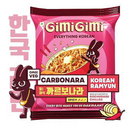 Image of GIMI GIMI - Veg Carbonara | Veg Korean Noodles | Authentic Korean-Style Instant Noodles | 135g Each (Pack of 6)