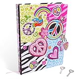 Hot Focus Peace Secret Diary with Lock – 7” Journal Notebook with 300 Double Sided Lined Pages, Padlock and Two Keys for Kids