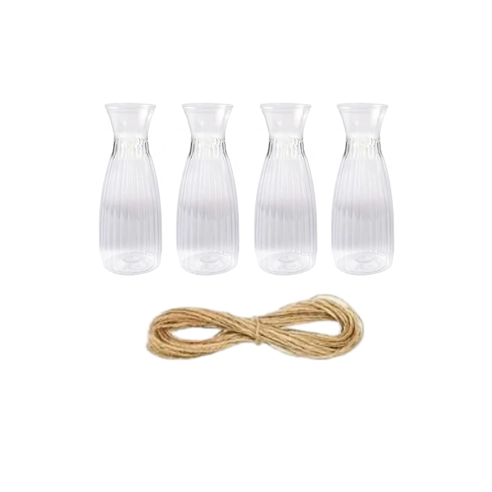 Quoravel Clear Plastic Bud Vase, Small Transparent Vase for Flowers, Modern Table Centerpiece for Wedding Dining Home Decor 4pcs