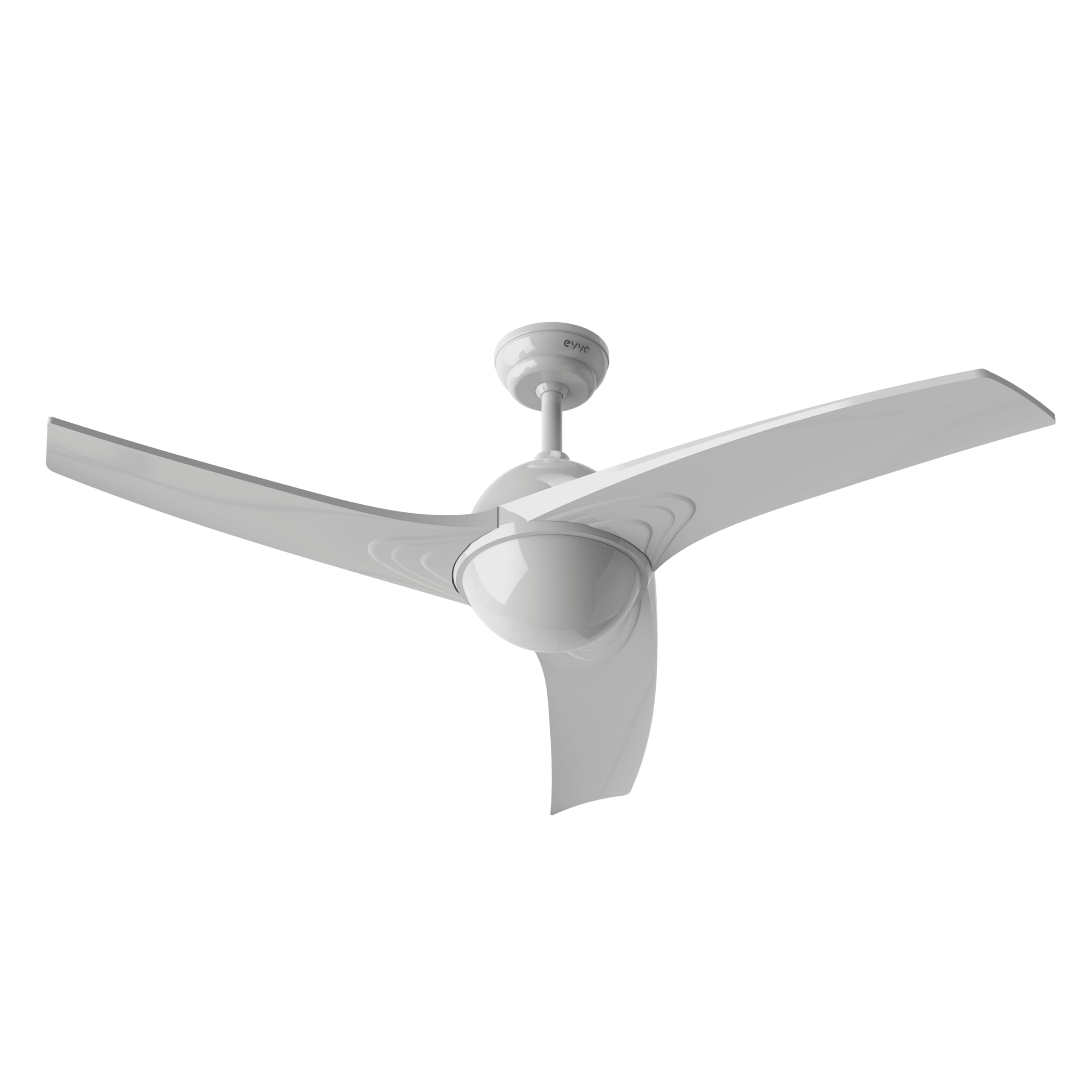 EVVO Ventilador de techo con luz y mando V522, motor DC 26W, silencioso, Ø132cm, 3 aspas, 6 velocidades, temporizador (Modelo: V522 Acabado Blanco)