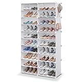 MAGINELS Shoe Rack, 40 Pair Shoe Organizer Cubby, 10 Tier Shoe Storage Cabinet, Plastic Shoe Shelf for Closet, Entryway, Garage, Hallway, Bedroom, White