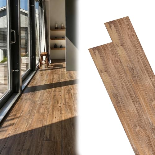 Yunvin Self Adhesive Vinyl Flooring Planks 36pcs 5m Peel and Stick Floor Tiles Natural Wood Effect Non-slip Waterproof for Bathroom Kitchen Living Room 3401-34