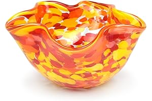 Dazzling Murano Style Art Glass Bowl in Captivating Orange