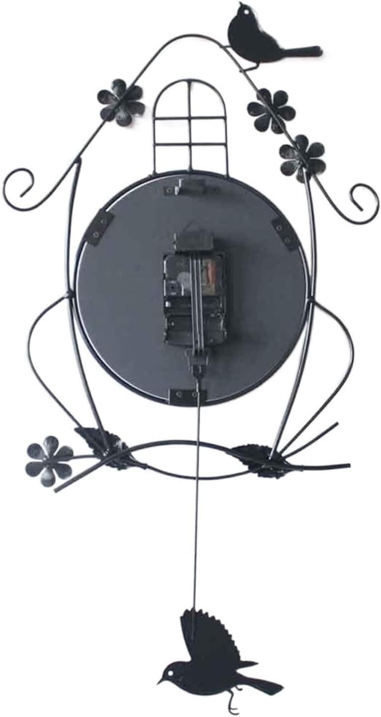 Little Bird Deor Wall Clock with Pendulum Modern Large Wall Clock for Living Room Dining Room Simple Clock (Color : Gold)