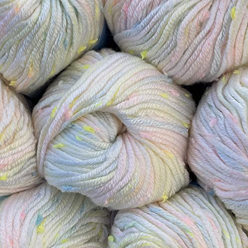 Tweed Twinkles Soft Baby Yarn for Crocheting, 8-Pack (696Yds / 400G), Free Patterns - Acrylic Baby Blanket Knitting Yarn with Flecks - Size 3 DK Light Worsted Weight - Creamy White