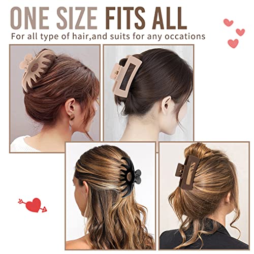 8 Pack 4.3 Inch Large Hair Claw Clips For Women Thin Thick Curly Hair, Big Matte Banana Clips,90'S Strong Hold Jaw Clip,Neutrals #TOP4