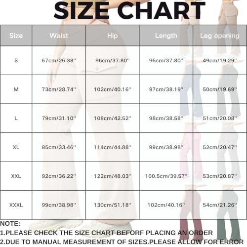 Women Workout Flare Leggings High Waisted Fleece Lined Cargo Leggings Beige - image 4