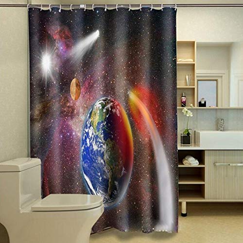 Rideau de séparation de salle de bains MU : rideau de douche imperméable 3D durable