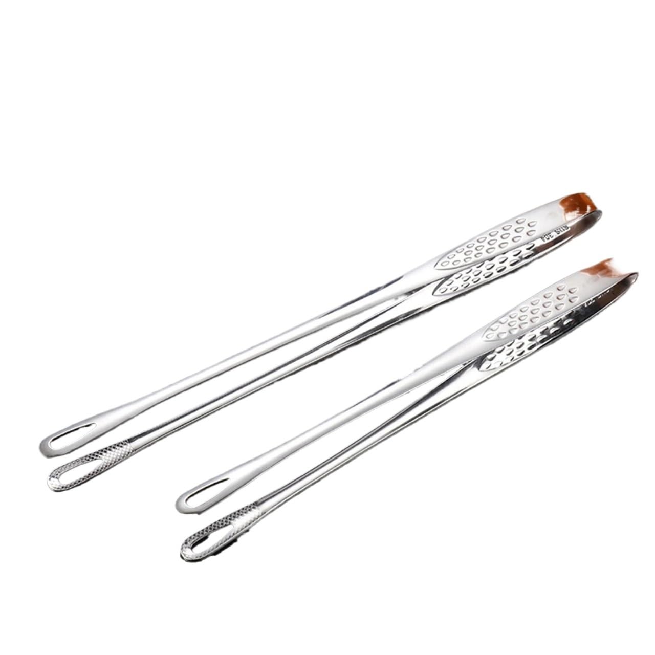 Pinzas De Cocina 2 unids/Set Pinzas for Alimentos Mango Largo 304 Acero Inoxidable Antideslizante Barbacoa Engrosada Clip for Carne Accesorios de Herramientas de Cocina para Cocinar