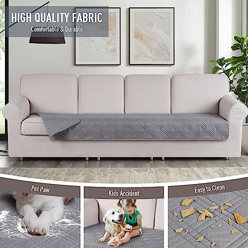 Image of TAOCOCO 100% Waterproof Couch Cushion Cover Reversible Sofa Seat Cover for Dogs Pets Chaise Couch Cover for Sectional Sofa U Shape Couch Furniture Protector Sofa Slipcover(Oversized Sofa, Light Gray)