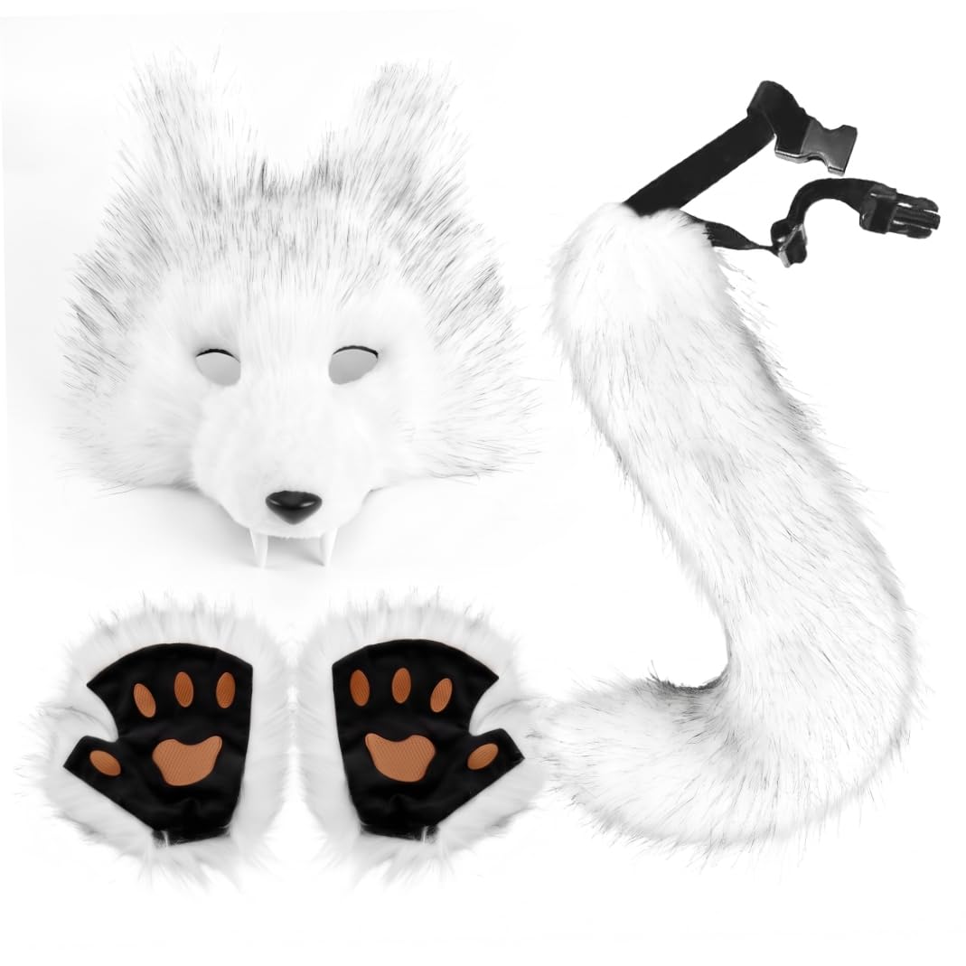 Syutokul Therian Wolf, 2-piece Adjustable Tail, White One Size — image 1