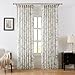 Kayne Studio Floral Leaf Print Light Filtering Curtains Grey Linen Botanical Leaf Flower Farmhouse Drapes Semi Sheer Window Treatment Set for Living Room Bedroom Pinch Pleated BackTab,40