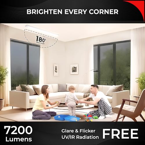 Image of Nortek Essenza 72 Watt 4 Feet 3 in 1 Colour Led Tube Light Batten for Home - Colour Changing Switch (Natural, Warm & Cool White Light), Fit for Wall, Ceiling or Hanging Clamps in any Room, Pack of 1