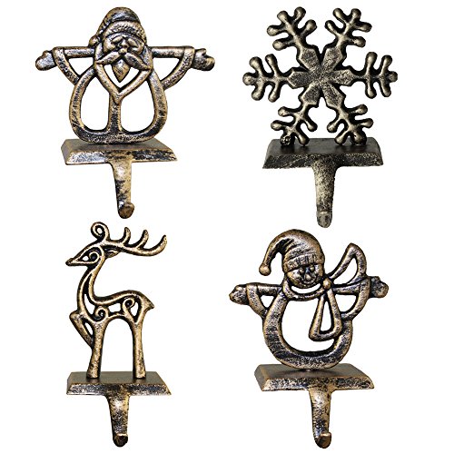 ZhongYe - Colgador de Navidad, diseño de Copo de Nieve, Estilo Vintage, para decoración de Navidad, Deer+Snowflake+Santa+Snowman 01, 4 Piezas