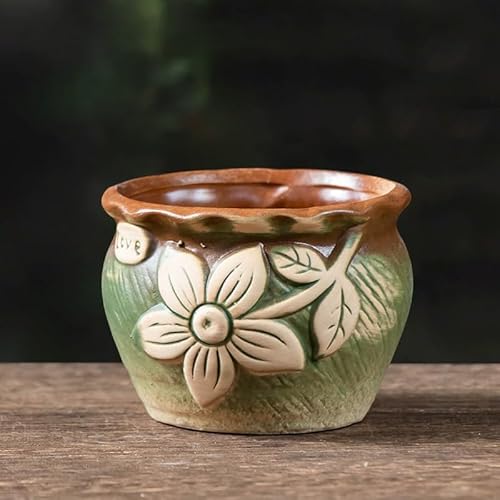 Qhzxcvlk Green Thumb Planter Garden Pots w/Pottery Quality Finish, Cute