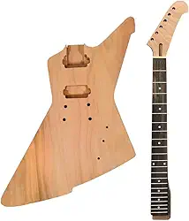 Kit de guitarra para corpo de guitarra de mogno faça você mesmo, 22 trastes 62,88 cm, cabeça de banana, pontos, embutidos, conjunto no calcanhar