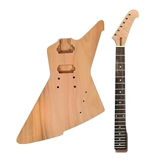 WUQIMUSC Kit de guitare pour guitare en acajou à monter soi-même, manche 22fret, 62,9 cm, incrustation de points dans le talon - Les Beatles, Paul McCartney, John Lennon, RIngo Starr, George Harrison