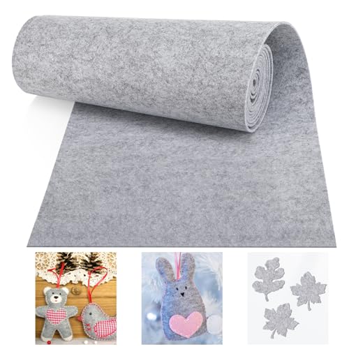 Pavlleen Filzrolle Filzstoff 30cm x 300cm x 3mm Polyester Filz für DIY Aufbewahrungstasche Patchwork Nähen Basteln Handwerken Hellgrau Filzmatte zum Zuschneiden Dekoration