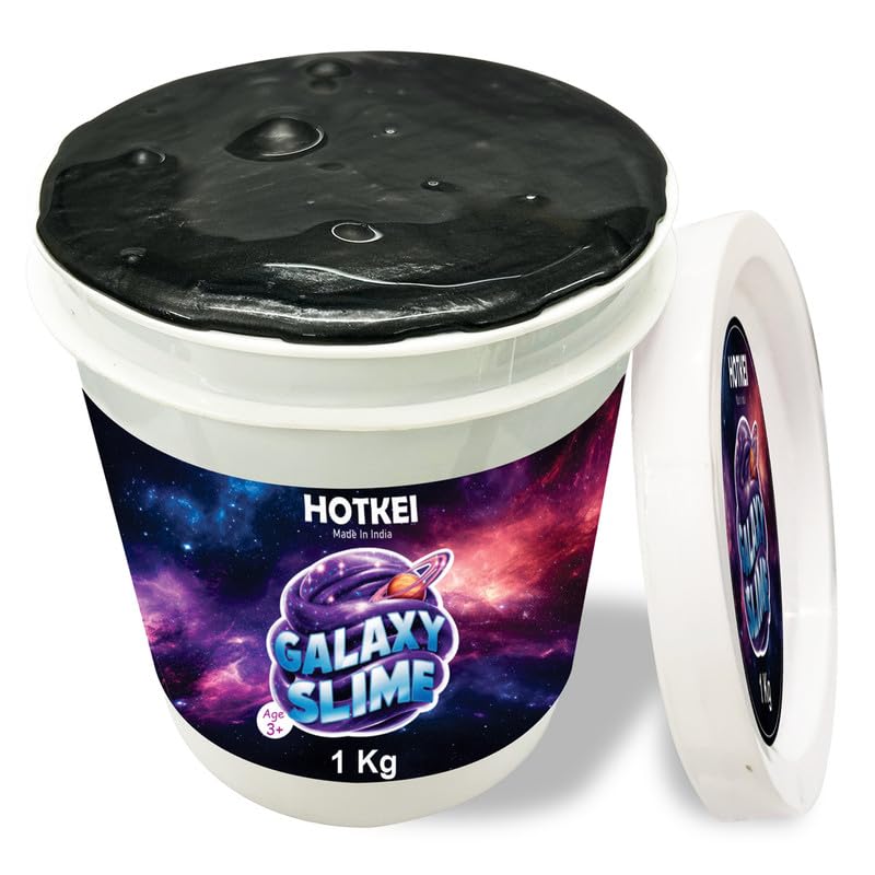 HOTKEI (1 Kg) Black Galaxy Slime for Kids DIY Fruit Scented Metallic Magic Toy Slimy Slime Gel Jelly Putty Art Toys Birthday Gift Box for Boys Girls 3 to 10 Years