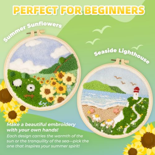 Image of Gipony Embroidery kit for Beginners,Punch Needle Kits Adults Beginner,Punch Needle kit for Beginners, Includes All Tools and Materials,Easy to Follow Instructions and Videos(Scenery)