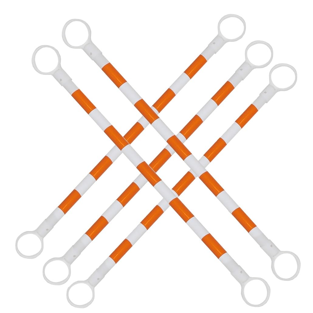 SGKOMN 12 Packs 5.2-9.8 Ft Adjustable Traffic Cone Bar, Retractable Safety Barrier for Road Construction, Work Zones, Events - Expandable Safety Caution Tape, Orange and White-5pcs