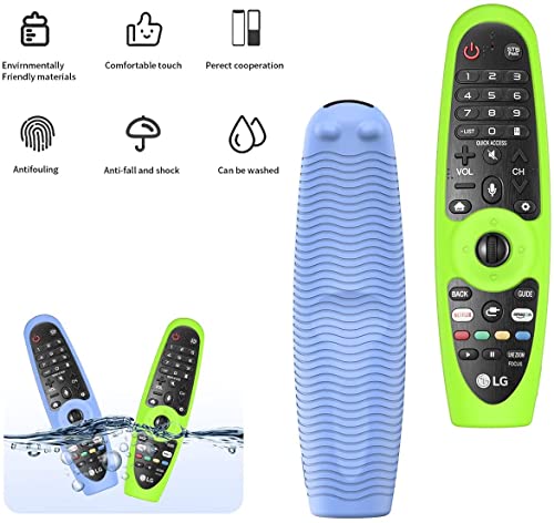 WUZUN 2PCS Protective Case for LG AN-MR600/ MR650/ MR18BA/ MR19BA/ MR20GA Magic Remote Contro,Anti-Slip Shockproof Silicone Remote Sleeve Glow in The Dark with Lanyard (Blue+Green) - Image 3
