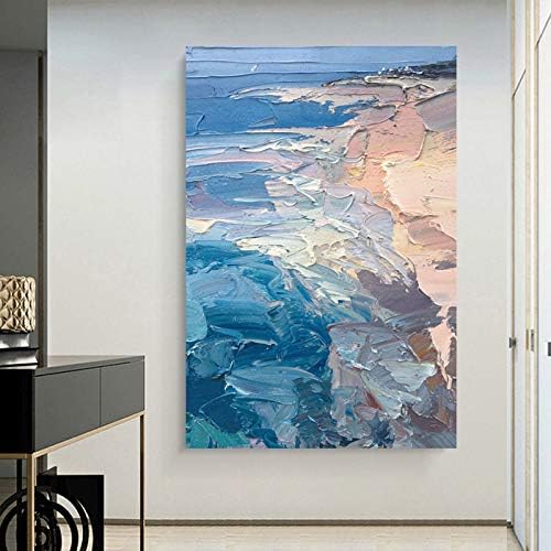 純正な手描きの油絵の抽象画、波風景が大幅に掛けられています。