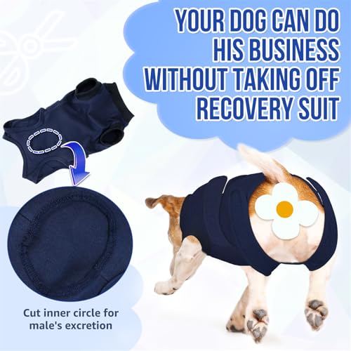 Image of SlowTon Dog Surgery Recovery Suit - Zipper On Dog Onesies After Surgery for Female Male Dogs, Abdominal Wounds Bandages Cone /E-Collar Alternative Dogs Body Suit Anti-Licking (DBL,3XL)