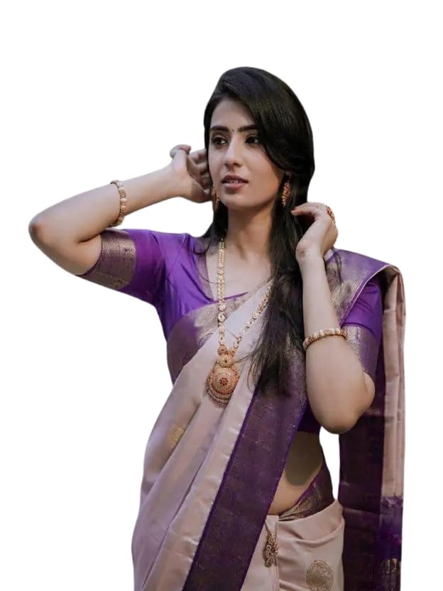 Image of C J Enterprise Women's Banarasi Saree Pure Kanjivaram Style Silk Saree With Blouse Piece for Wedding (Pari134)
