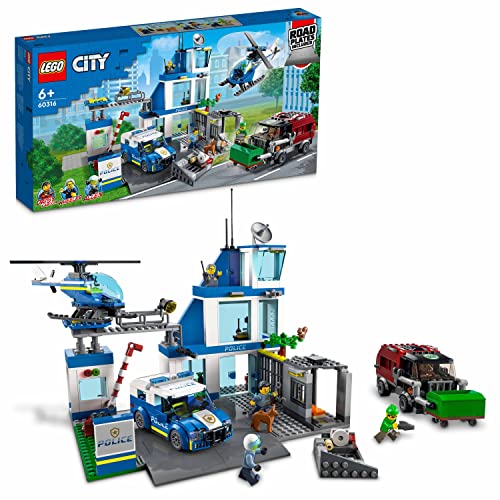 LEGO 60316 City Police Stazione di Polizia, Set con Elicottero Giocattolo, Macchina e Camion della Spazzatura, Giochi per Bambini, Bambine, Ragazzi e Ragazze da 6 Anni in su, Idee Regalo