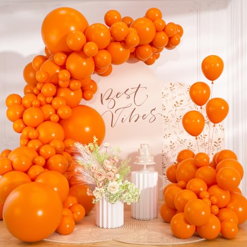 98pcs Orange Balloon Garland Arch Kit 18/12/10/5 Inch Assorted Fall Orange Fall Balloons for Graduation 2026 Safari Birthday Boho Wedding Halloween Party Decoration