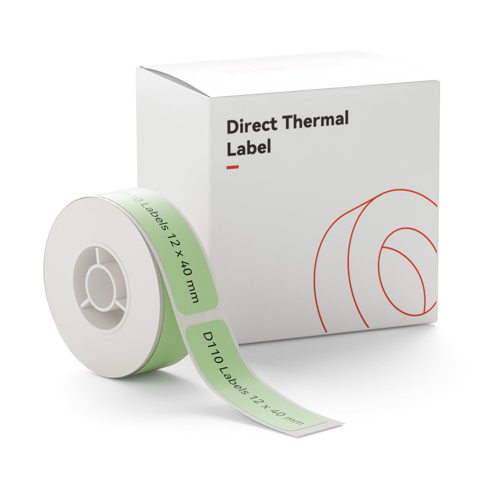 NIIMBOT Label Tape for D110/D11/D101, Black on Green Sticker Thermal Paper, Self-Adhesive Label Tape, 12 x 40 mm (0.47 x 1.57 Inch) 160 Tapes/Roll