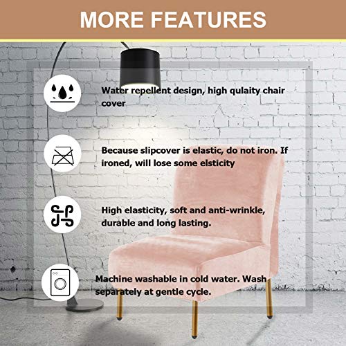Zc Mall Velvet Armless Accent Chair Slipcover, High Stretch Fleece Armless Accent Chair Slipcover,Stylish Luxury Furniture Cover Velvet Plush Stretch Armless Chair Slipcover,Velvet-Peachy #TOP5
