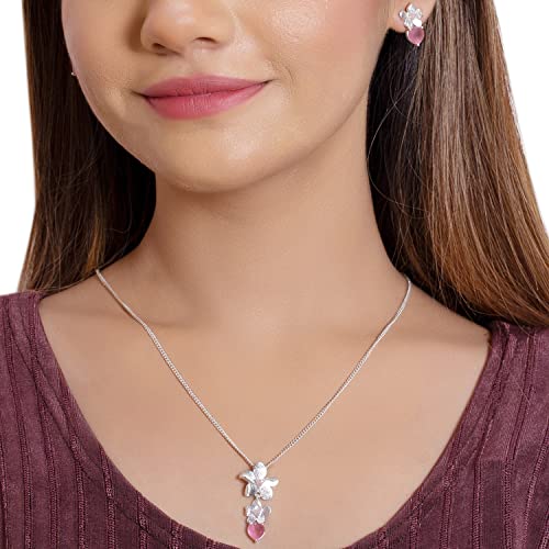 Floral Pendant Set with Paradise Plated Finish