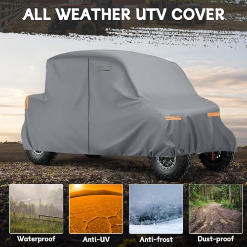 Image of Waterproof UTV Cover Compatible with Yamaha Wolverine Rmax4 1000 | 6 Layers Outdoor Cover with Cotton Liner, Air Vents, Door Zipper and Windproof Buckles for Rain Snow Dust Protection