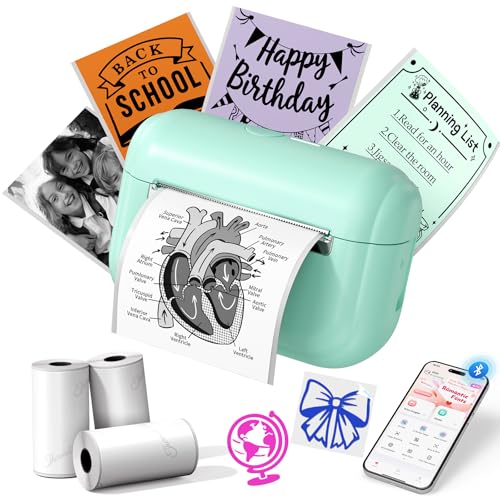Image of Memoking Mini Printer for Smartphone, Mini Printer Q02E Bluetooth Photo Printer for Boys & Girls, Portable Thermal Printer Mini for Gifts, Study Notes, Anatomical Charts, Photos, Creation