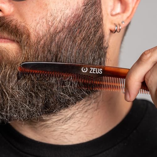 image for ZEUS Beard & Mustache Comb for Men, Handmade Saw-Cut Hair Comb for Unt