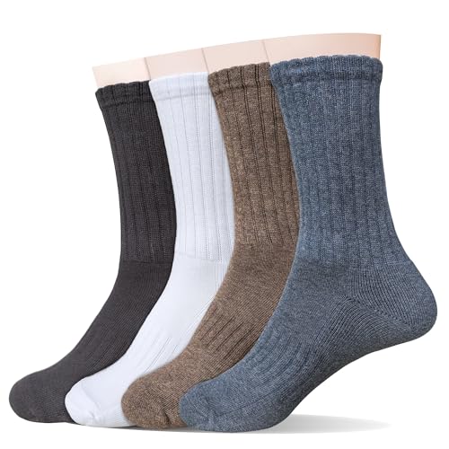 Thick Cotton Cushioned Crew Work Socks for Men, Seamless Athletic & Casual Boot Socks