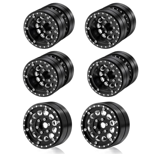 RCHUBAM 1.9" Twin Beadlock Wheels 2PCS / 4PCS RC Dually wheels Tractor-Trailer Design Compatible with 1/10 Scale SCX10 TRX-4 TRX6 G63 6-Wheel RC Hauler Crawler Truck Car Upgrade Parts (5PCS)