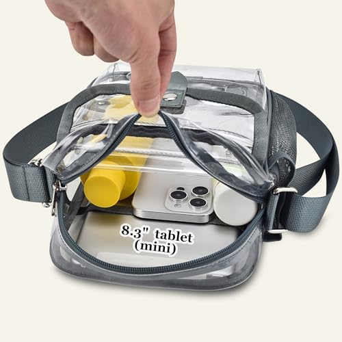 Image of SPODEARS Clear Crossbody Bag for Stadium, Concert, Festival & More - Adjustable Shoulder Strap & Bottle Holder