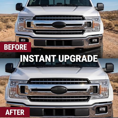 Image of 9.5 Inch Front Grille Rear Tailgate Emblem Compatible with 2015-2024 Ford F150, Aluminum Oval Overlay American Flag Decals Exterior Accessories