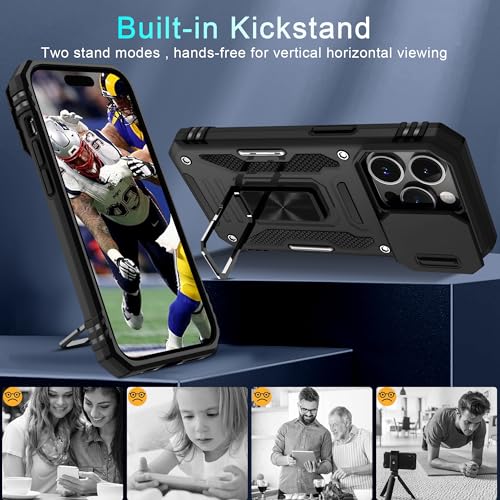 Coque iPhone 14 Pro avec béquille de qualité militaire et écran inclus