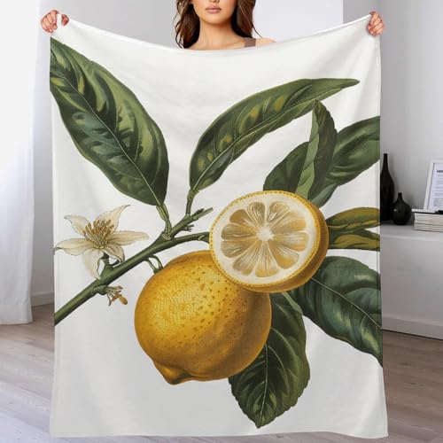 Couverture micro polaire citron 150cm pour lit et canapé