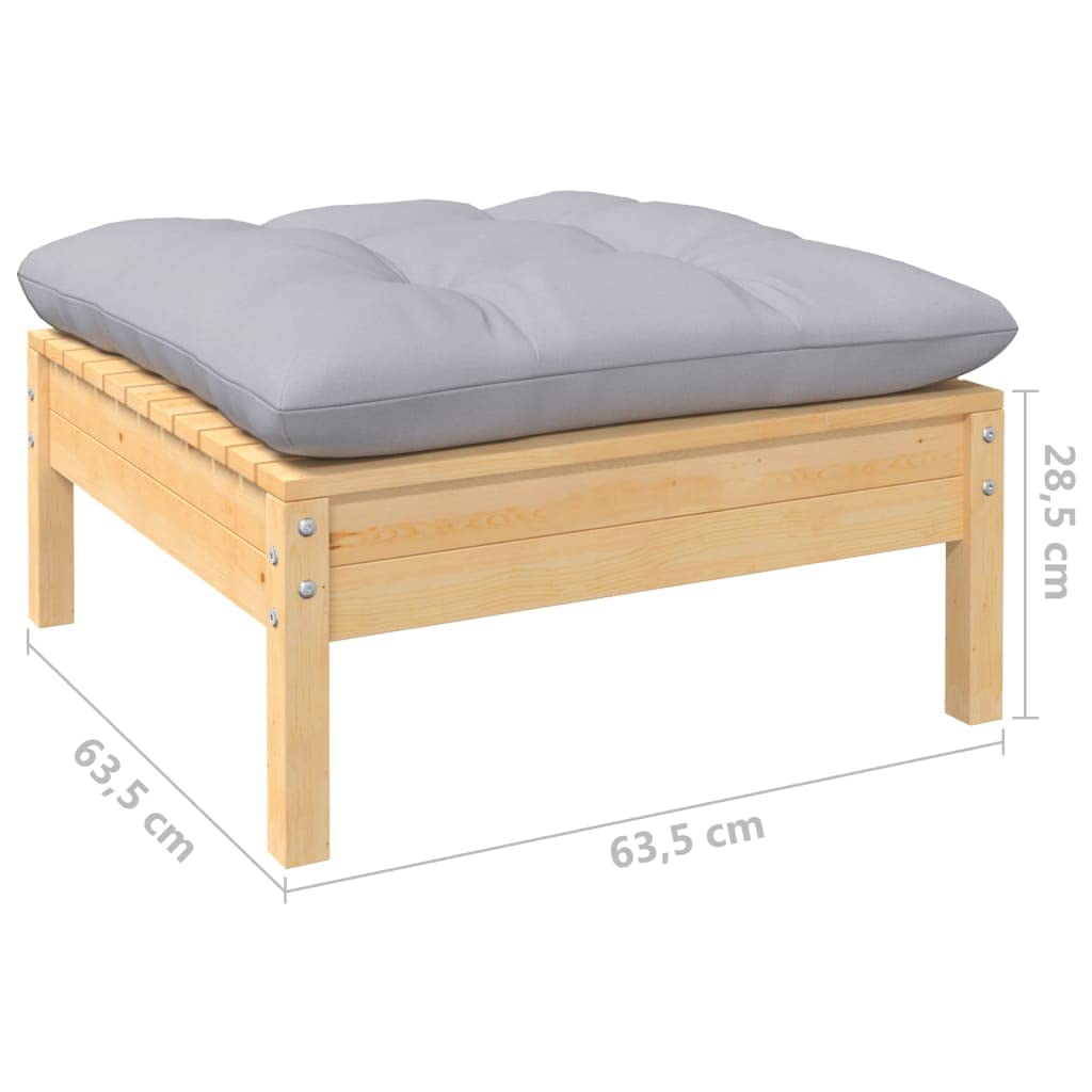 vidaXL Garten Lounge Set 6-TLG., Gartenmöbel Set Sitzgruppe für Garten Terrasse Balkon, Modular Sofa mit Grauen Kissen, Garnitur Loungemöbel, Kiefernholz